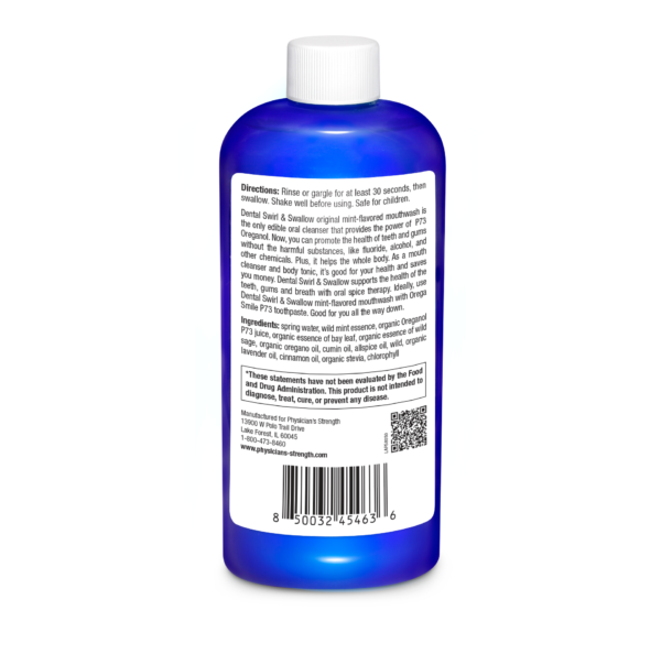 Dental Swirl and Swallow back label